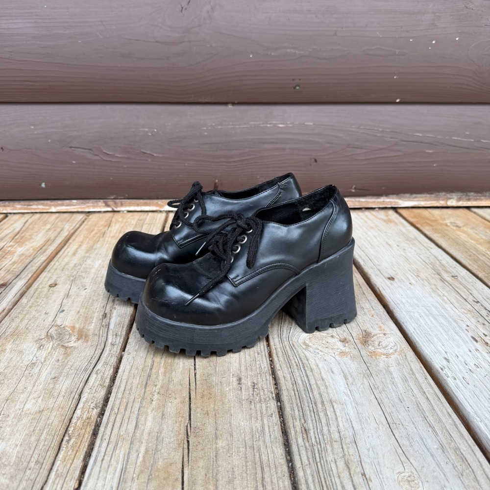 Classified Platform Oxfords Black Chunky Lug Sole Lace Up Goth Shoes 8-8.5